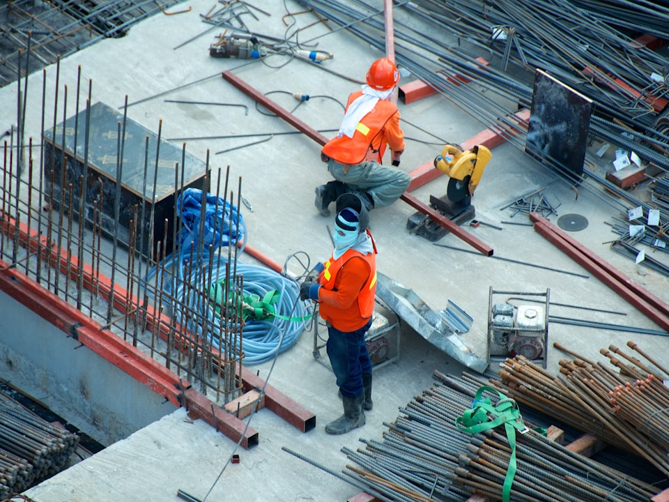 Construction crew working on a job site